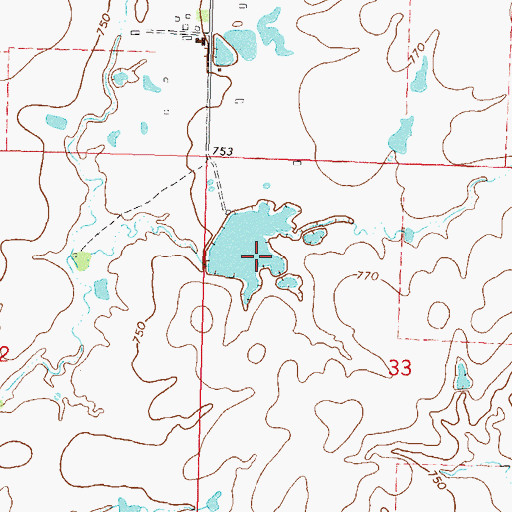 Topographic Map of Oknoname Number 10501 Dam, OK