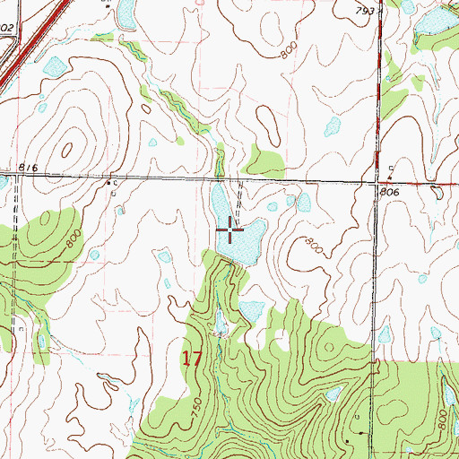 Topographic Map of Polone Reservoir, OK