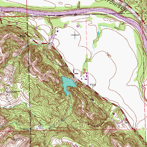 Topographic Map of Amos Construction Company Dam, OK