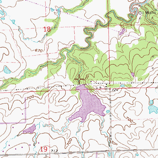 Topographic Map of Oknoname 113001 Dam, OK