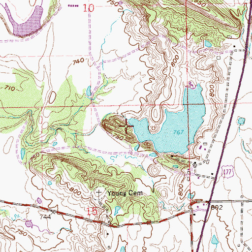 Topographic Map of Goddard Ranch 2 Dam, OK