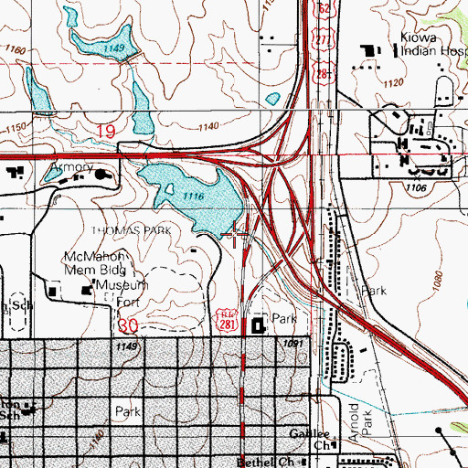 Topographic Map of Oknoname 031052 Dam, OK
