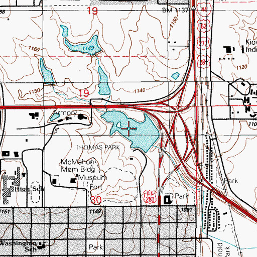 Topographic Map of Oknoname 031052 Reservoir, OK