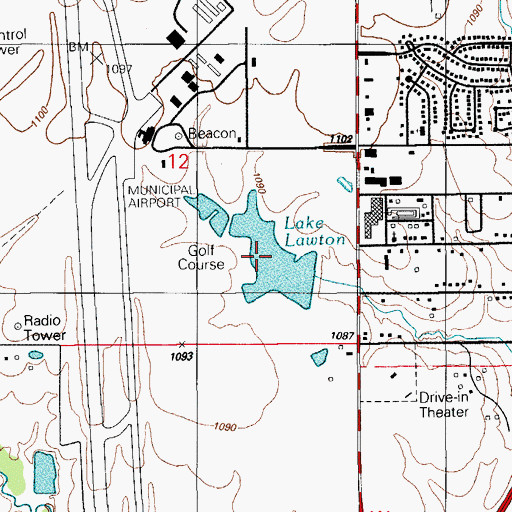 Topographic Map of Lawton Dam, OK