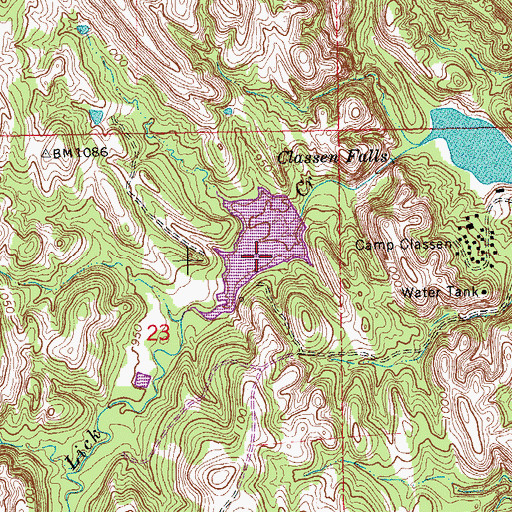 Topographic Map of YMCA Camp Classen Number 2 Dam, OK