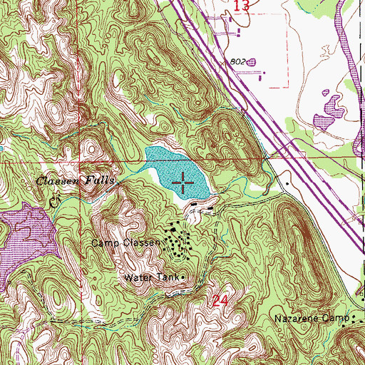 Topographic Map of YMCA Camp Classen Number 1 Reservoir, OK