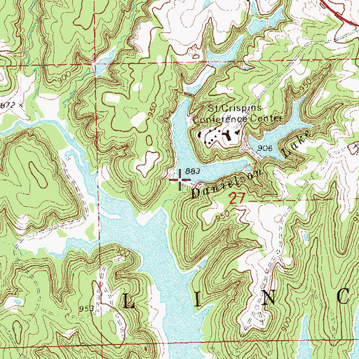 Topographic Map of Danielson Dam, OK