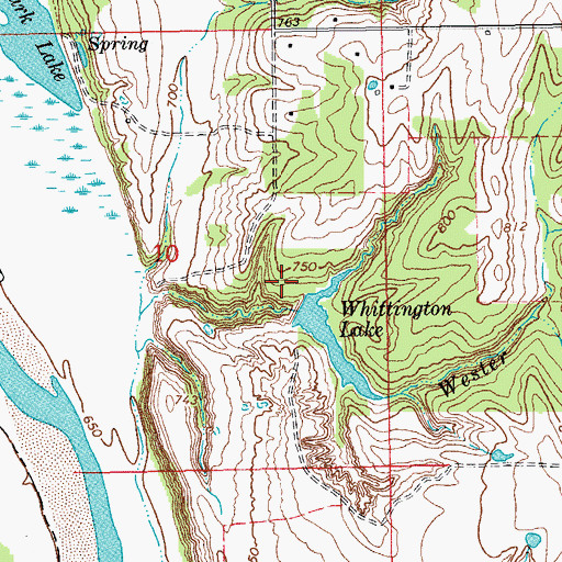 Topographic Map of Whittington Lake Dam, OK
