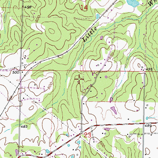 Topographic Map of Pine Creek Dam, OK