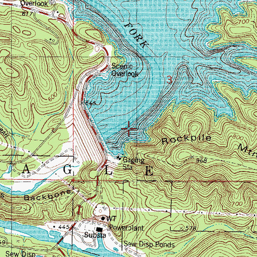 Topographic Map of Broken Bow Dam, OK
