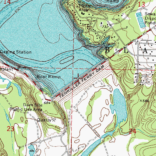 Topographic Map of Tenkiller Dam, OK