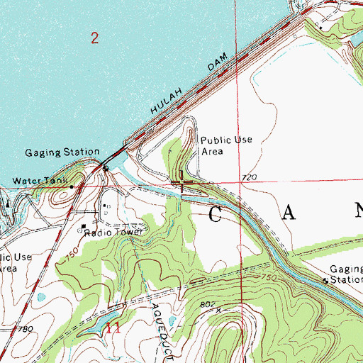 Topographic Map of Hulah Dam, OK