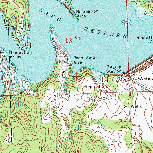 Topographic Map of Heyburn Dam, OK