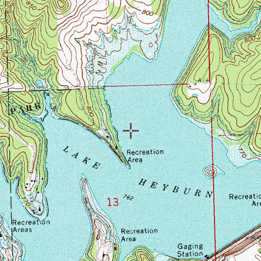 Topographic Map of Heyburn Lake, OK