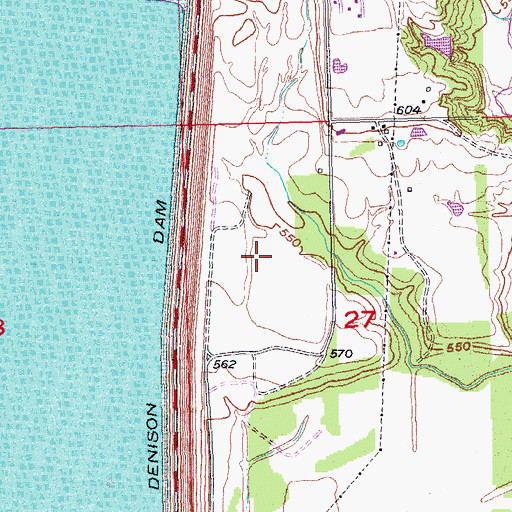Topographic Map of Denison Dam, OK