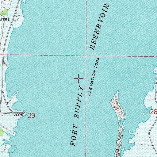 Topographic Map of Fort Supply Reservoir, OK