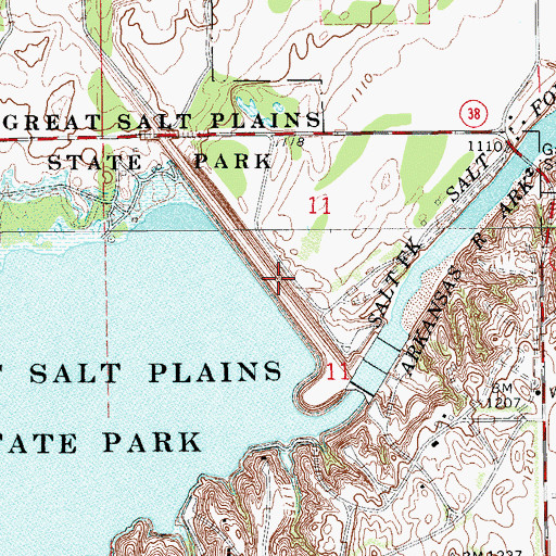 Topographic Map of Great Salt Plains Dam, OK