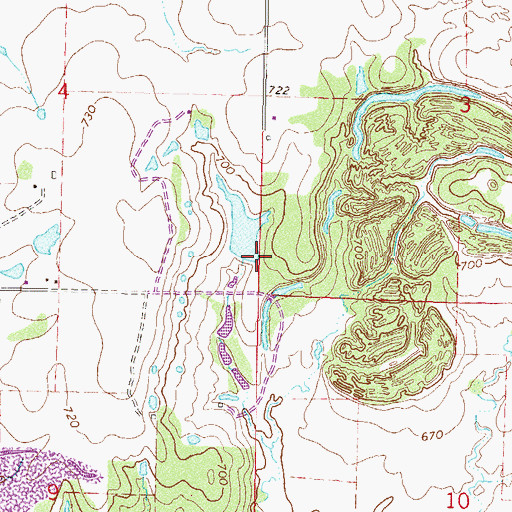 Topographic Map of Oknoname 131014 Dam, OK