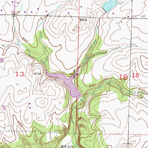 Topographic Map of Oknoname 131001 Dam, OK