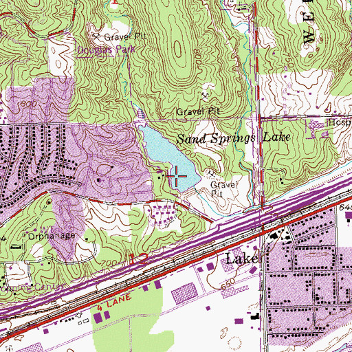 Topographic Map of Sand Springs Dam, OK