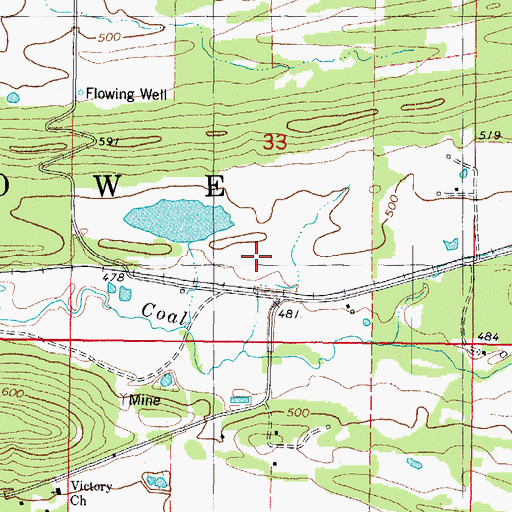 Topographic Map of Gaither Lake Dam, OK