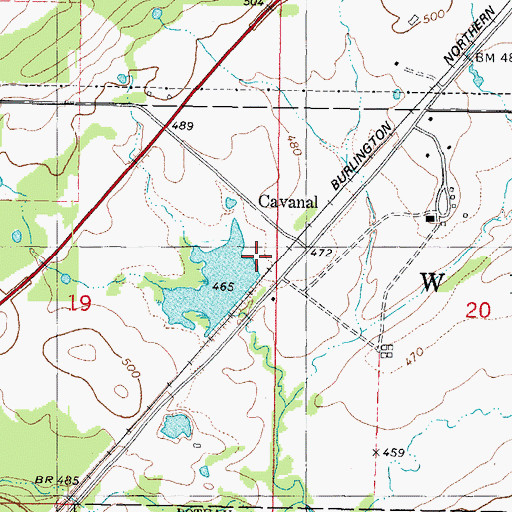 Topographic Map of Cavanal Lake Dam, OK