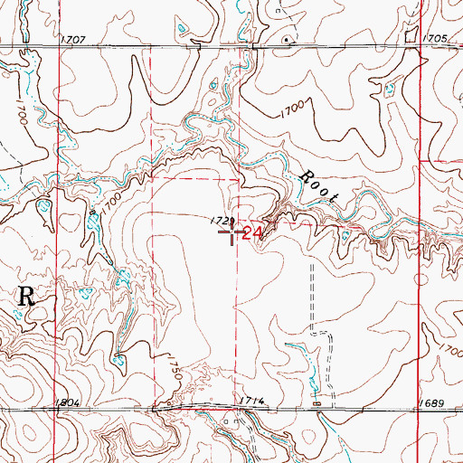 Topographic Map of J B Hollis Dam, OK
