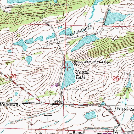 Topographic Map of Youth Lake Dam, OK