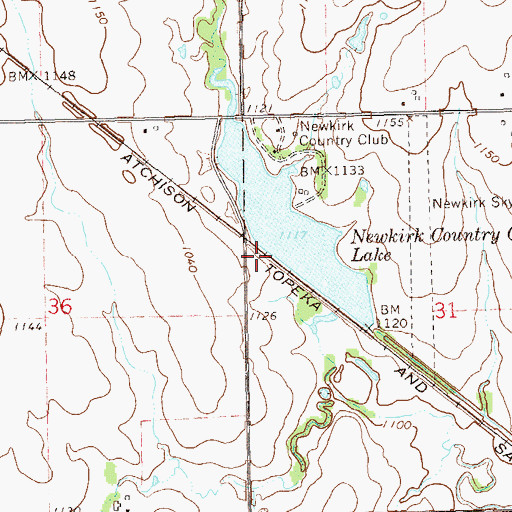 Topographic Map of Newkirk Country Club Dam, OK