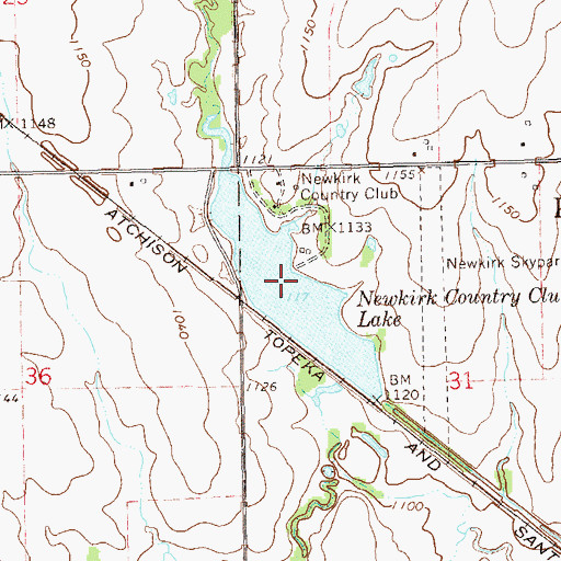 Topographic Map of Newkirk Country Club Lake, OK