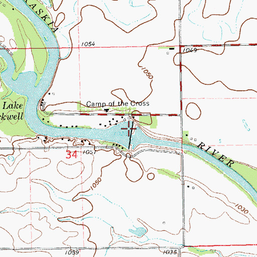 Topographic Map of Lake Blackwell Dam, OK