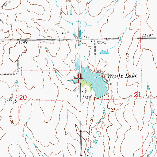 Topographic Map of Wentz Lake Dam, OK