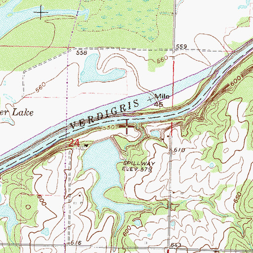 Topographic Map of Oknoname 131004 Reservoir, OK