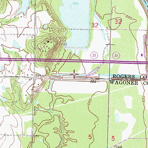Topographic Map of Oknoname 131005 Reservoir, OK