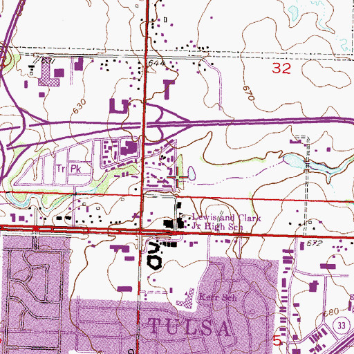Topographic Map of Vettie Cooley Dam, OK