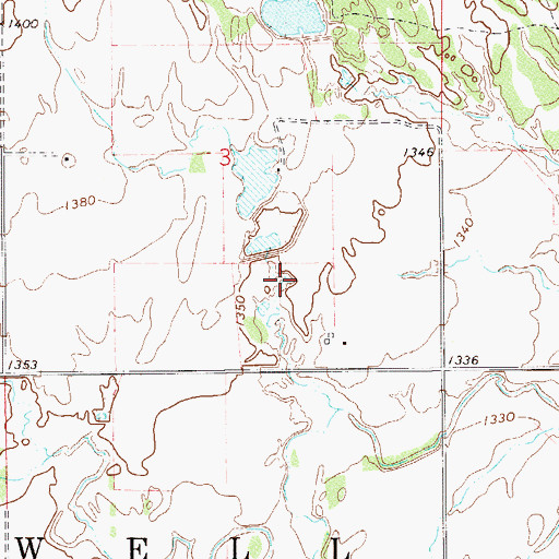 Topographic Map of Eck Twin Lakes South Reservoir, OK