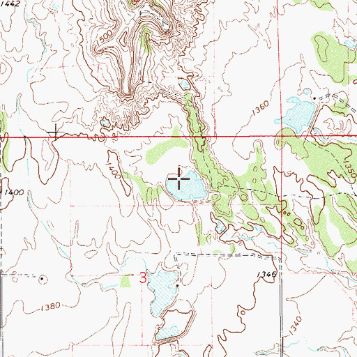 Topographic Map of Oknoname 093014 Reservoir, OK