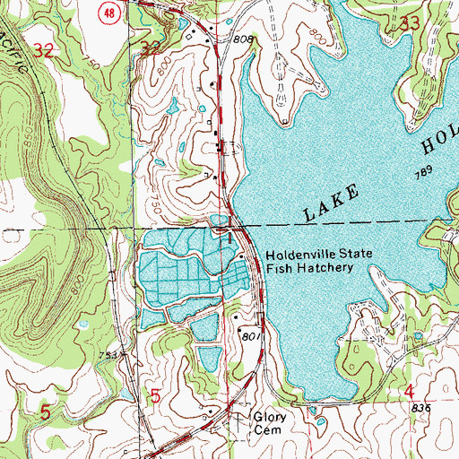 Topographic Map of Holdenville City Lake, OK