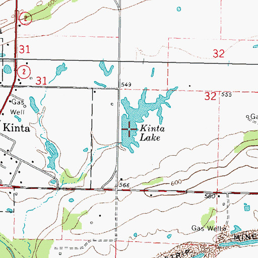 Topographic Map of Kinta Lake Dam, OK