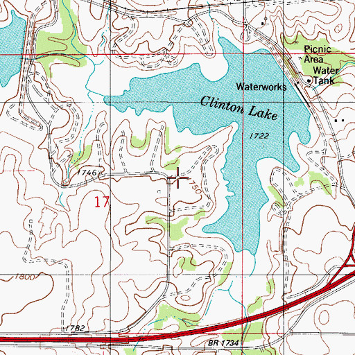 Topographic Map of Clinton Dam, OK