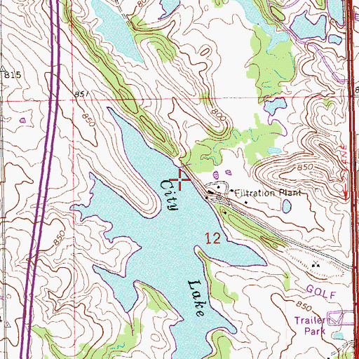 Topographic Map of City Lake, OK