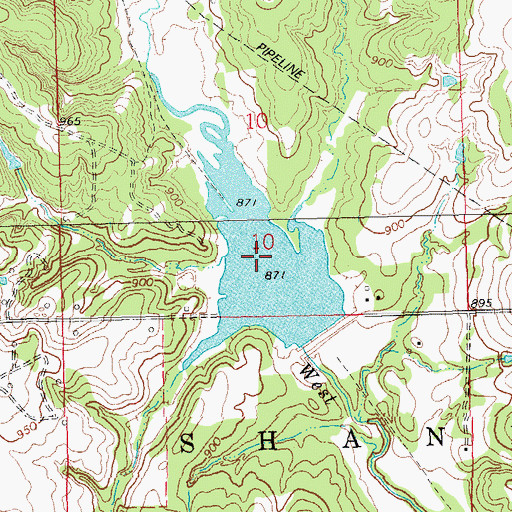 Topographic Map of Little Deep Fork Creek Site 10 Reservoir, OK