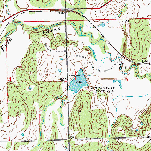 Topographic Map of Little Deep Fork Creek Site 28 Dam, OK
