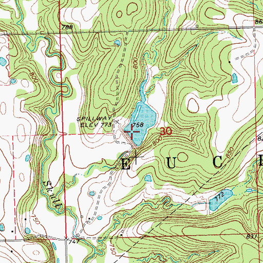 Topographic Map of Little Deep Fork Creek Site 44 Dam, OK