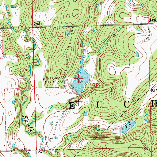 Topographic Map of Little Deep Fork Creek Site 44 Reservoir, OK