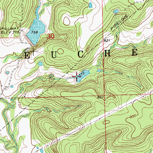 Topographic Map of Little Deep Fork Creek Site 45 Dam, OK