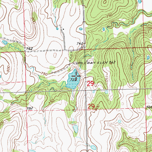 Topographic Map of Little Deep Fork Creek Site 47 Dam, OK