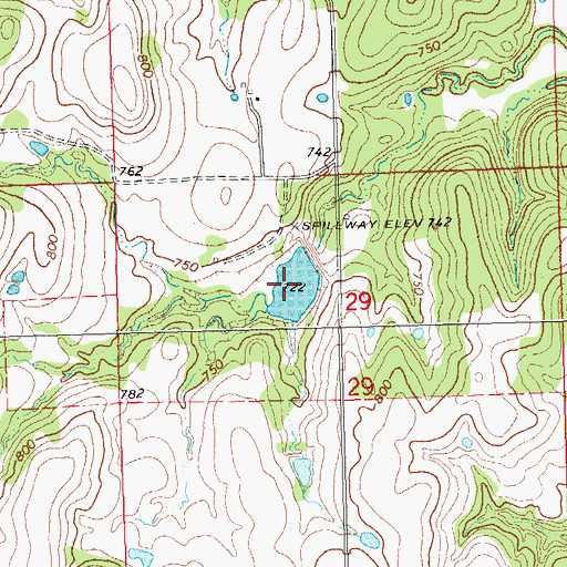 Topographic Map of Little Deep Fork Creek Site 47 Reservoir, OK