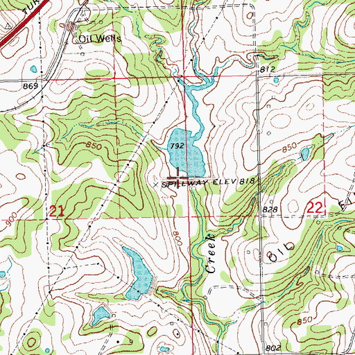 Topographic Map of Little Deep Fork Creek Site 38 Dam, OK