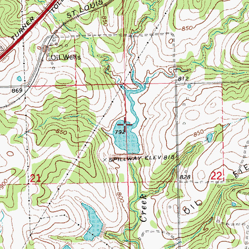 Topographic Map of Little Deep Fork Creek Site 38 Reservoir, OK